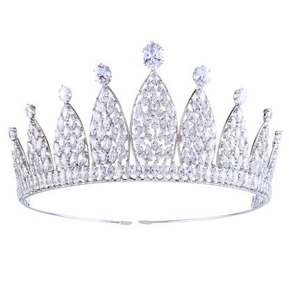 A 2.7inch tall silver Zircon Crown Elegant Zircon wedding Crown tiara, ideal for Christmas and Valentine's Day gifts, perfect for everyday, wedding, birthday party and anniversary wear Zircon tiara