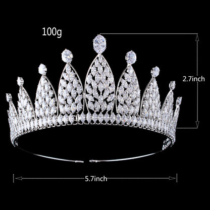 A 2.7inch tall silver Zircon Crown Elegant Zircon wedding Crown tiara, ideal for Christmas and Valentine's Day gifts, perfect for everyday, wedding, birthday party and anniversary wear Zircon tiara