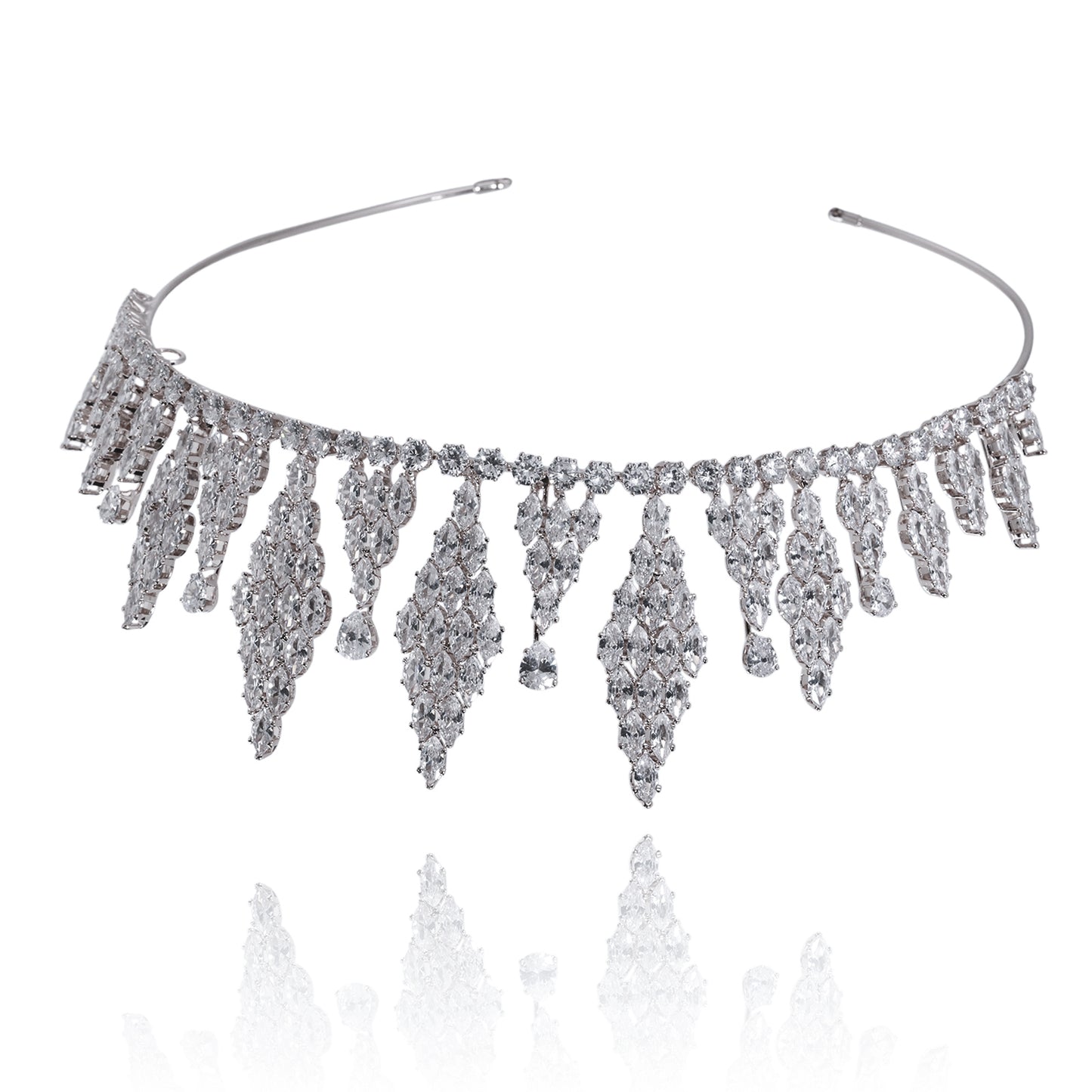 2.1inch Tall Real Zircon Crown Tiara Elegant Silver Pageant Princess Tiara Sparkling Birthday Tiara Stylish Bridal wedding Tiara, the ideal holiday gift for everyday, weddings and parties