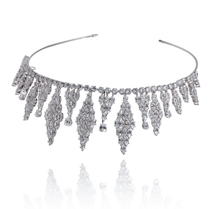 2.1inch Tall Real Zircon Crown Tiara Elegant Silver Pageant Princess Tiara Sparkling Birthday Tiara Stylish Bridal wedding Tiara, the ideal holiday gift for everyday, weddings and parties