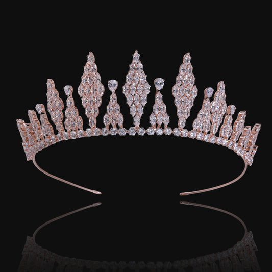 Real Zircon Crown Tiara 2.1inch Tall Elegant Gold Pageant Princess Tiara Sparkling Birthday Tiara Stylish bridal wedding Tiara, the ideal holiday gift for everyday, wedding, anniversary and party wear