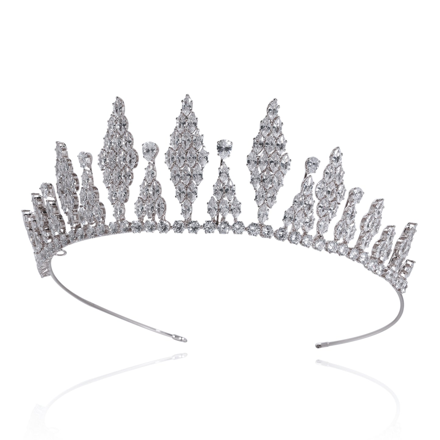 2.1inch Tall Real Zircon Crown Tiara Elegant Silver Pageant Princess Tiara Sparkling Birthday Tiara Stylish Bridal wedding Tiara, the ideal holiday gift for everyday, weddings and parties