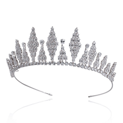 2.1inch Tall Real Zircon Crown Tiara Elegant Silver Pageant Princess Tiara Sparkling Birthday Tiara Stylish Bridal wedding Tiara, the ideal holiday gift for everyday, weddings and parties