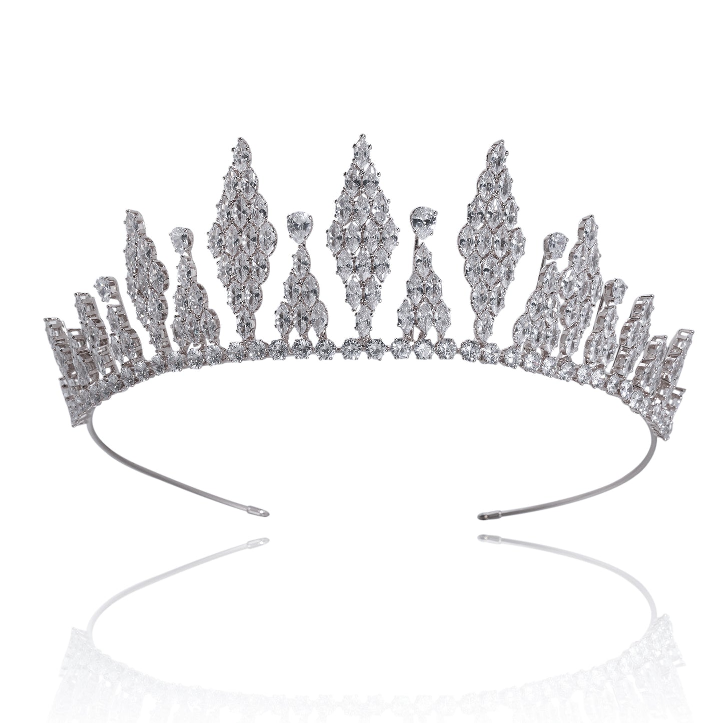 2.1inch Tall Real Zircon Crown Tiara Elegant Silver Pageant Princess Tiara Sparkling Birthday Tiara Stylish Bridal wedding Tiara, the ideal holiday gift for everyday, weddings and parties