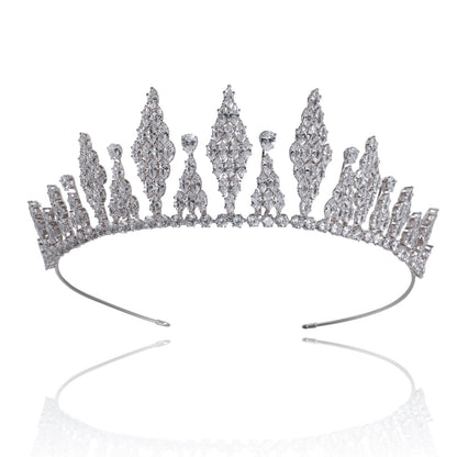 2.1inch Tall Real Zircon Crown Tiara Elegant Silver Pageant Princess Tiara Sparkling Birthday Tiara Stylish Bridal wedding Tiara, the ideal holiday gift for everyday, weddings and parties