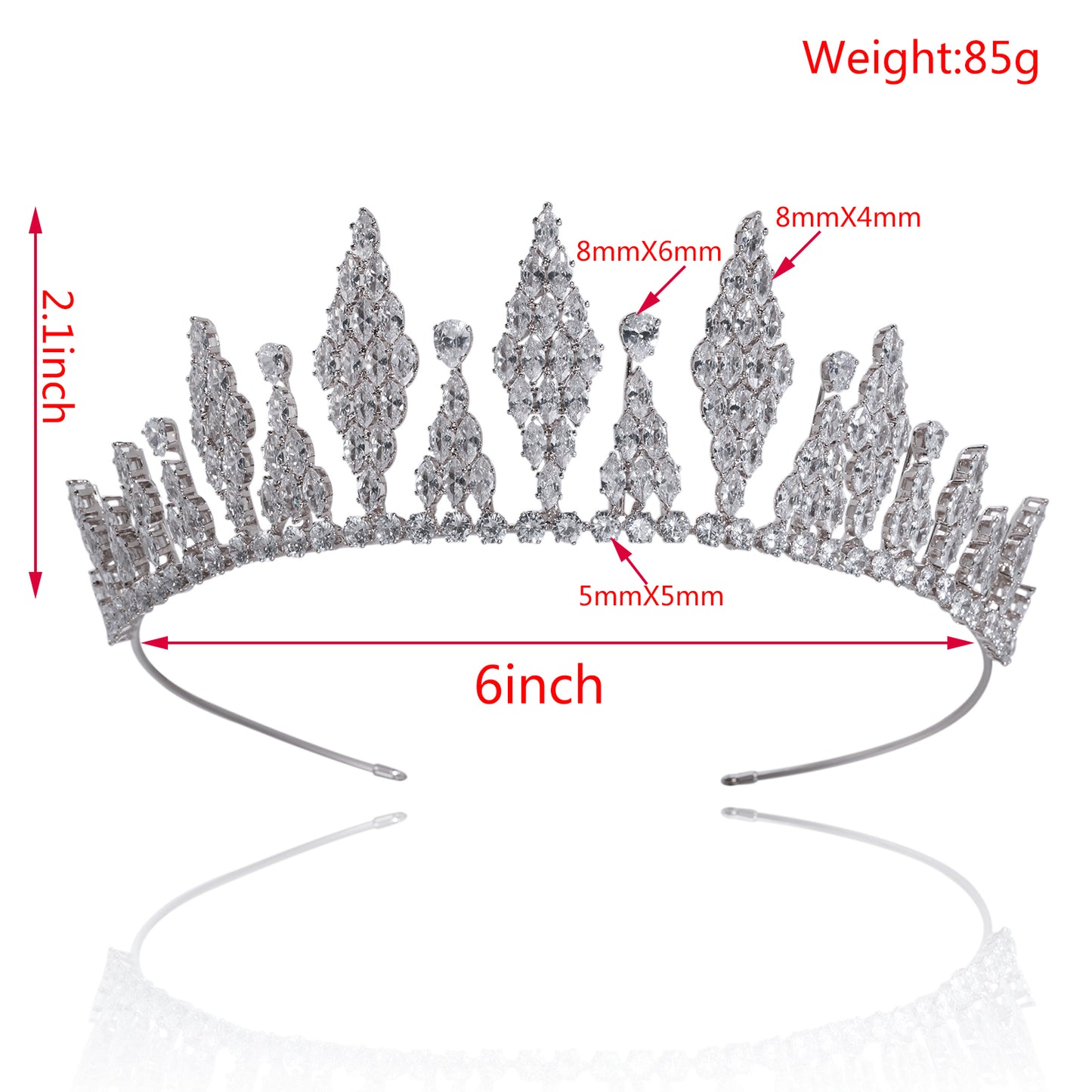 2.1inch Tall Real Zircon Crown Tiara Elegant Silver Pageant Princess Tiara Sparkling Birthday Tiara Stylish Bridal wedding Tiara, the ideal holiday gift for everyday, weddings and parties