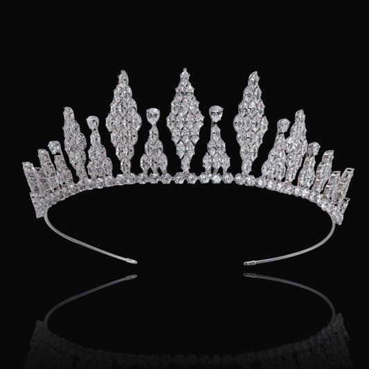 2.1inch Tall Real Zircon Crown Tiara Elegant Silver Pageant Princess Tiara Sparkling Birthday Tiara Stylish Bridal wedding Tiara, the ideal holiday gift for everyday, weddings and parties