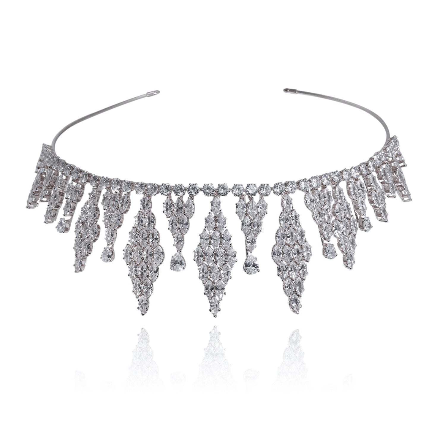 2.1inch Tall Real Zircon Crown Tiara Elegant Silver Pageant Princess Tiara Sparkling Birthday Tiara Stylish Bridal wedding Tiara, the ideal holiday gift for everyday, weddings and parties