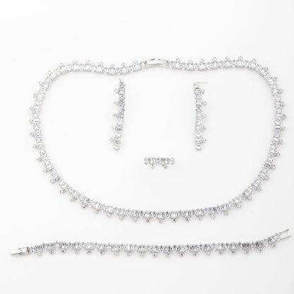 1 set of elegant inlaid sparkling cubic zirconia bouquet pendant design jewelry set for ladies party