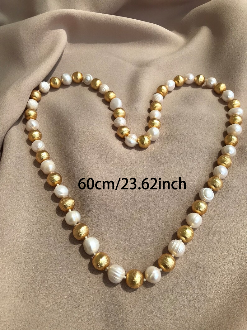 Hand Knitted Pearl Long Necklace