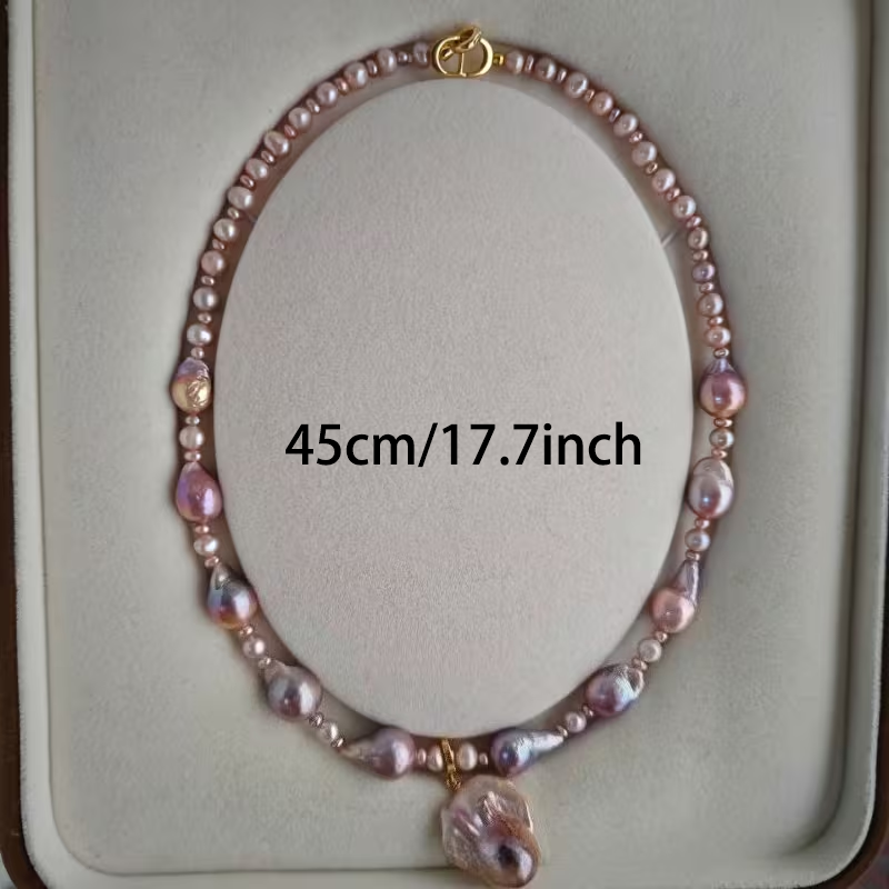 Natural Baroque Necklace with Natural Freshwater Pearls & Glossy Shaping