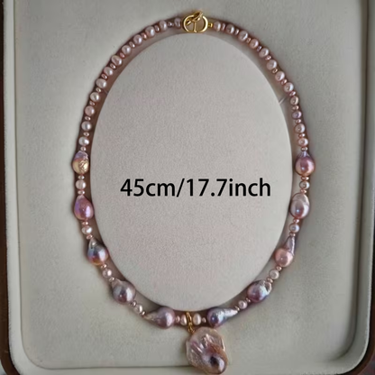 Natural Baroque Necklace with Natural Freshwater Pearls & Glossy Shaping