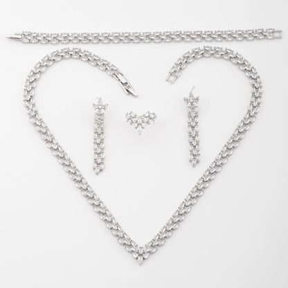 1 elegant set of sparkling cubic zirconia bouquet pendant design jewelry set