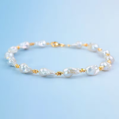 Fashion White Freshwater Pearls Necklace | Irregular Round Baroque Style