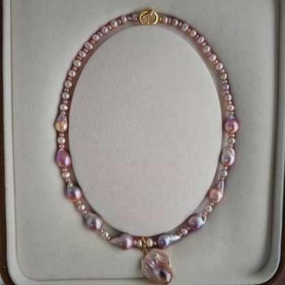 Natural Baroque Necklace with Natural Freshwater Pearls & Glossy Shaping