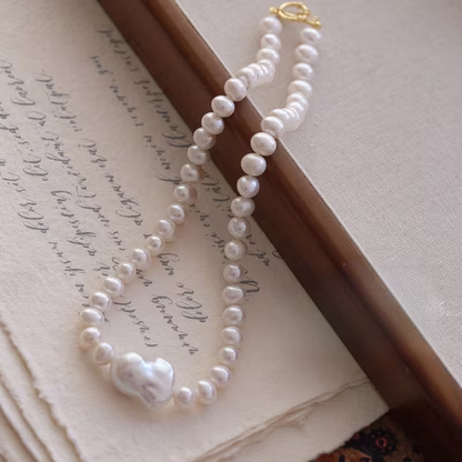 Natural Freshwater Pearls, Baroque French Style Light Luxury Sweater Necklace