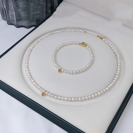 White Freshwater Pearl Necklace Freshwater Pearl Bracelet  set