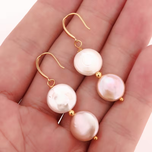 Women'S Trendy Drop Earrings Featuring Irregular Near-Round Baroque Freshwater Pearls, Perfect for Vacations, Dates, Parties, Mother'S Day Gifts, And Festive Accessories