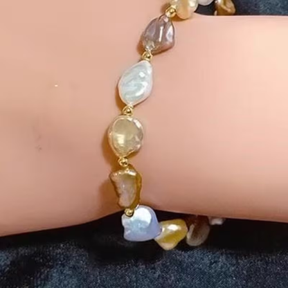 Natural Freshwater Baroque Mixed Color necklace  and  bracelet  set