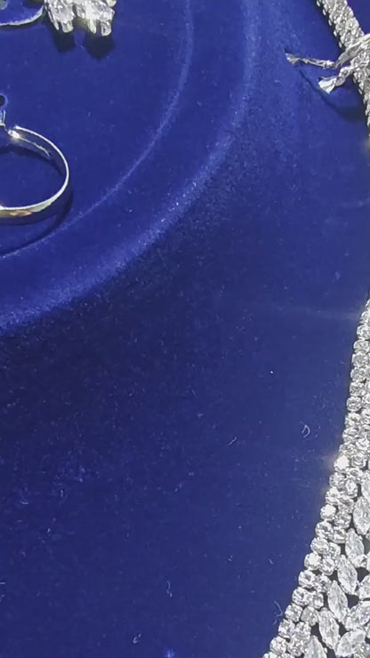 1 elegant set of sparkling cubic zirconia bouquet pendant design jewelry set