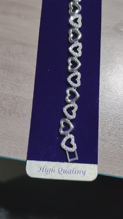 1 luxurious and elegant inlaid sparkling cubic zirconia hollow love design bracelet suitable for women's wedding